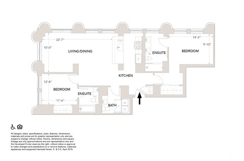 PH3- 2 Bedrooms 2.5 Bathrooms Floor Plan at Book Tower, Detroit, MI, 48226